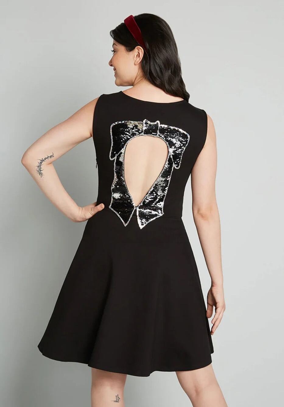Modcloth Black Bow Affair Fit And Flare Dress
